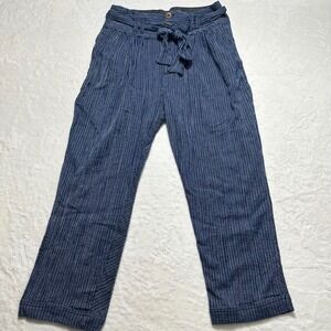 Free People Womens Sz 6 Textured Pants High Rise Belted Waist Boho Preppy Hippie